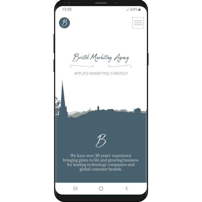 Bristol Marketing Agency homepage on mobile